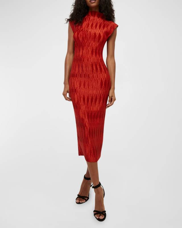 Gramercy Pleated Satin Midi Dress